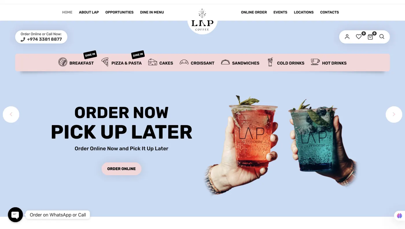 Lap Coffee website by Mersey Web Design