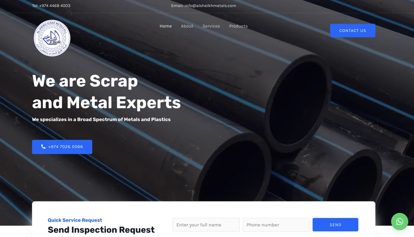 Al Sheikh Metals website by Mersey Web Design